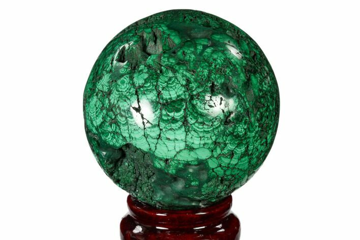 Flowery, Polished Malachite Sphere - Congo #150241